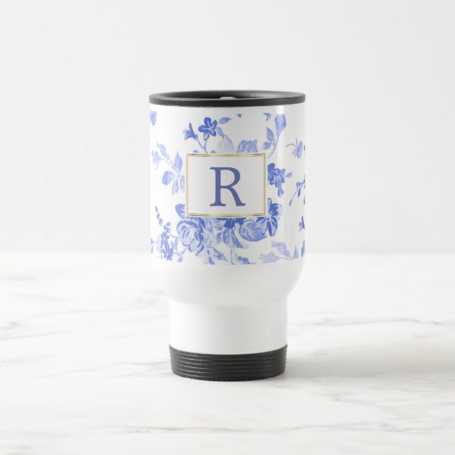 China mit blauer weißer Blume, zunächst anpassbar Reisebecher (Mittel)
