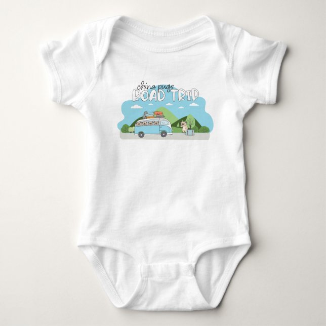 China Möpsen Road Trip Baby Bodysuit Baby Strampler (Vorderseite)