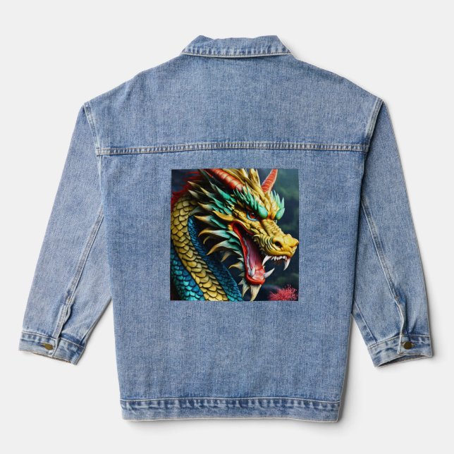 China NM-15: Chinese Dragon Portrait — Women's  Jeansjacke (Rückseite)