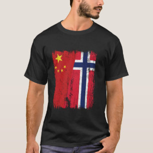 China Norwegen Halbfahne Chinesische Herkunft Norw T-Shirt