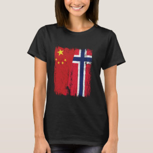 China Norwegen Halbfahne Chinesische Herkunft Norw T-Shirt