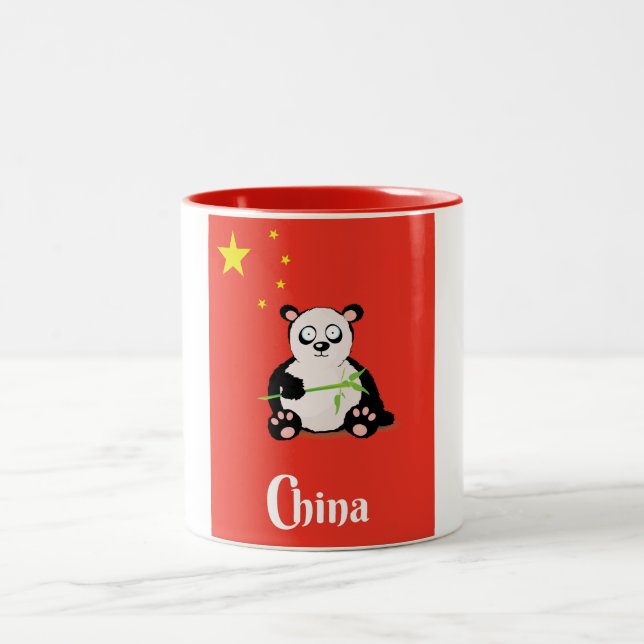 China Panda Reiseplakat. Zweifarbige Tasse (Mittel)