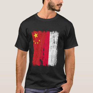 China Polen Halbflagge Chinesisch Polnische Abstam T-Shirt