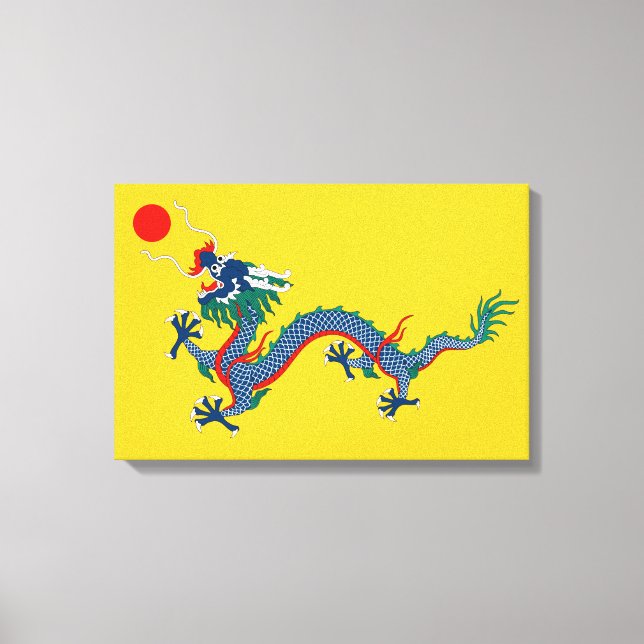 China Qing Dynastie Flag (chinesischer Drache) (as Leinwanddruck (Vorderseite)