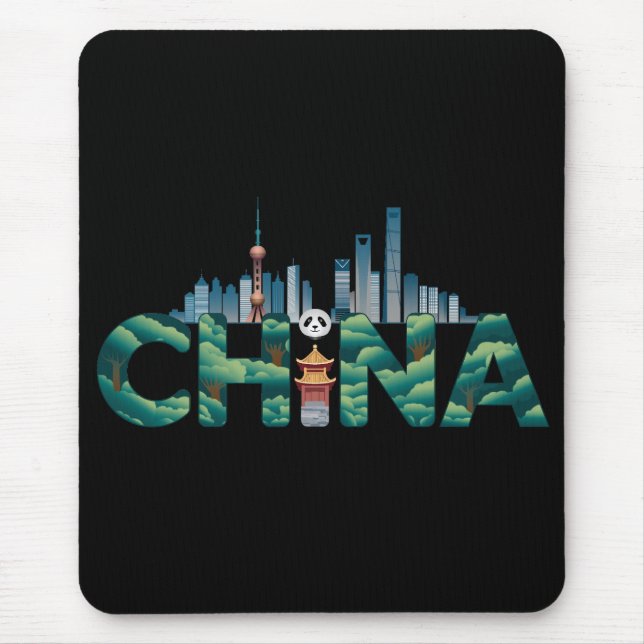 China Shanghai Temple Panda Mousepad (Vorne)