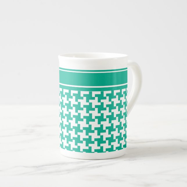 China-Tasse der Knochen, Karo der grünen grünen Sm Prozellantasse (Vorderseite Rechts)