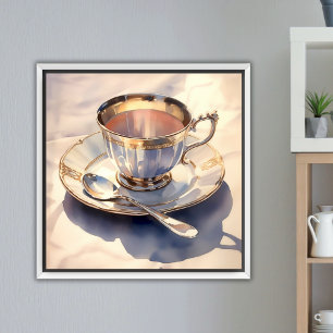 China Tea Cup Wasserfarbe Elegante Küche Leinwanddruck