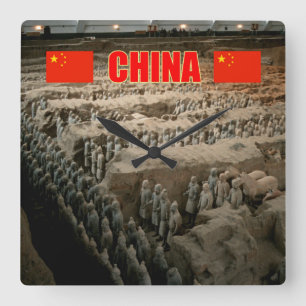CHINA Terracotta Army Quadratische Wanduhr