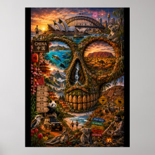 China-Totenkopf-Kunstposter Geisteszustand Poster