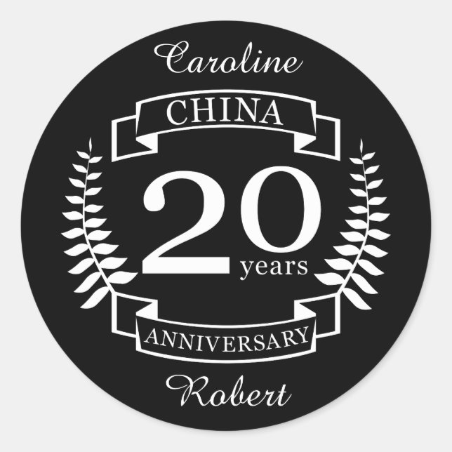 China Traditional wedding anniversary 20 years Runder Aufkleber (Vorderseite)