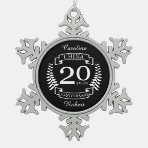 China Traditional wedding anniversary 20 years Schneeflocken Zinn-Ornament