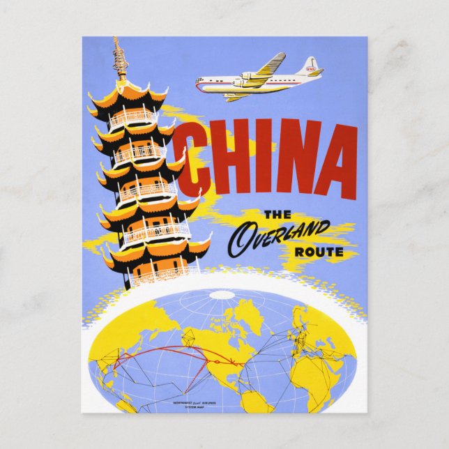 China Vintage Travel Poster Zurück Postkarte (Vorderseite)