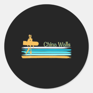 China Walls Oahu Hawaii Paipo Bauch Boards Surfen Runder Aufkleber