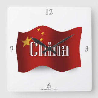 China Waving Flag Quadratische Wanduhr