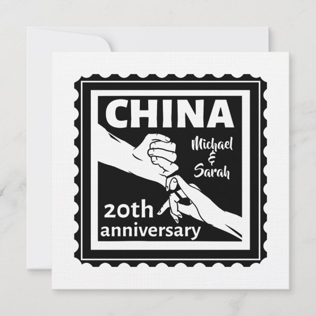 China zum 20. Hochzeitstag Einladung (Vorderseite)