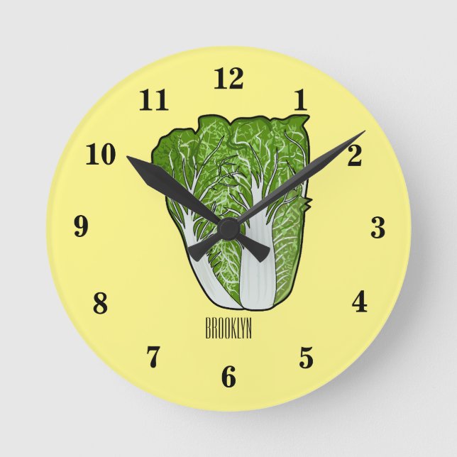 Chinakohl-Cartoon Runde Wanduhr (Vorderseite)