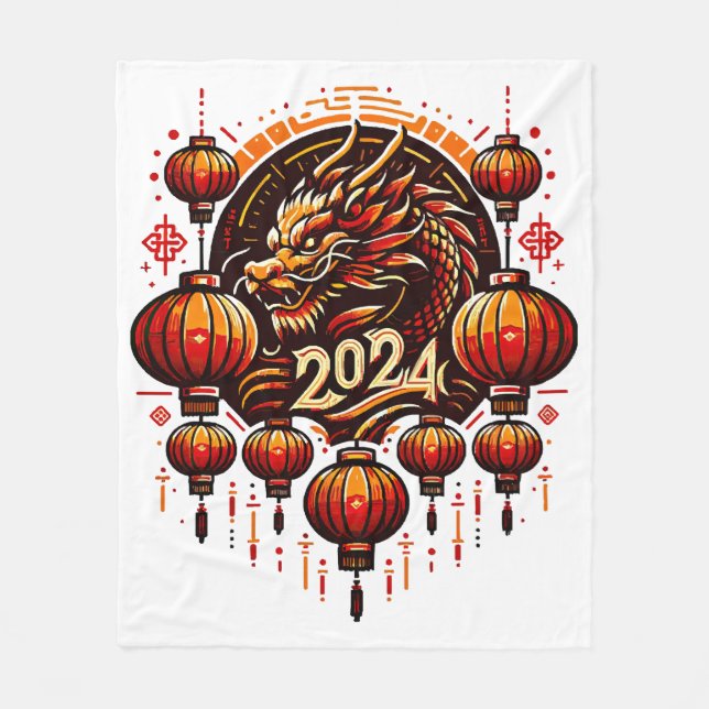 Chinas neues Jahr 2024 Fleecedecke (Vorderseite)