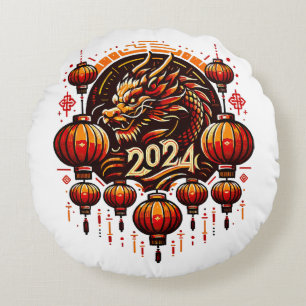 Chinas neues Jahr 2024 Rundes Kissen