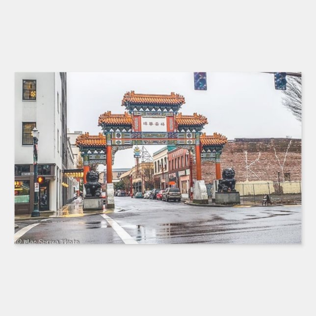 Chinatown autocollant rectangulaire de Portland, (Devant)