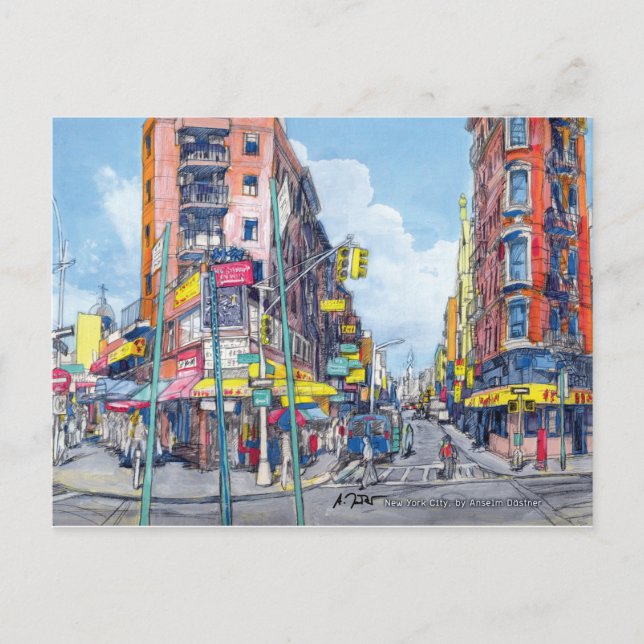Chinatown Eldrige Street view, New York City Postkarte (Vorderseite)