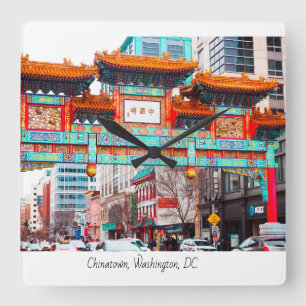 Chinatown in Washington, DC. Quadratische Wanduhr