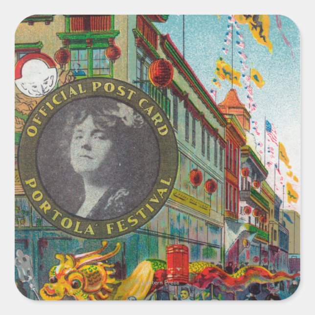 Chinatown Parade für Kletterhexen: Quadratischer Aufkleber (Vorderseite)