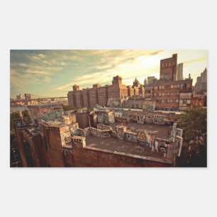 Chinatown Rooftop Graffiti Rechteckiger Aufkleber