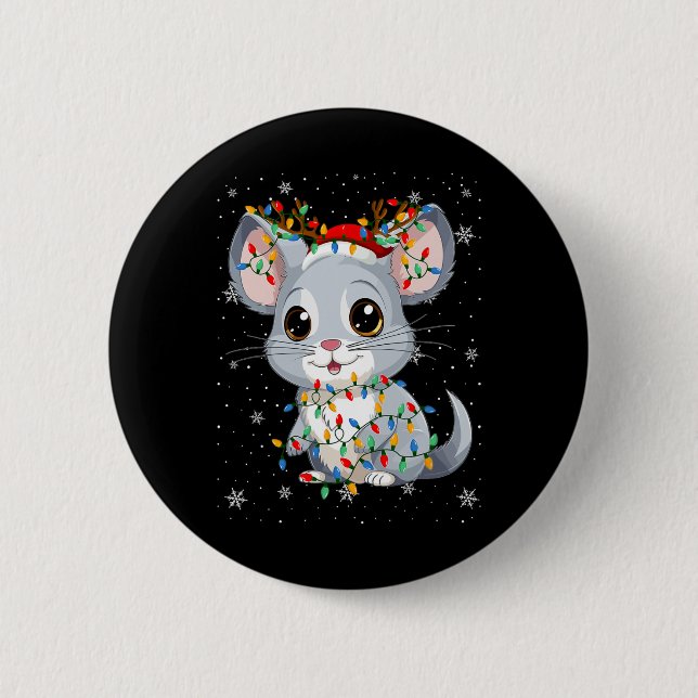 Chinchilla Animal Weihnachtsmannmütze Ugly Christm Button (Vorderseite)