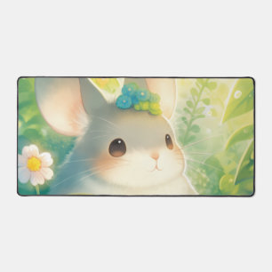 Chinchilla Blaue Blumenkrone Leuchtender Garten Schreibtischunterlage
