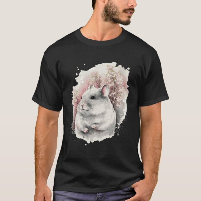 Chinchilla Cherry Blossom Japanese Sakura Watercol T-Shirt (Vorderseite)