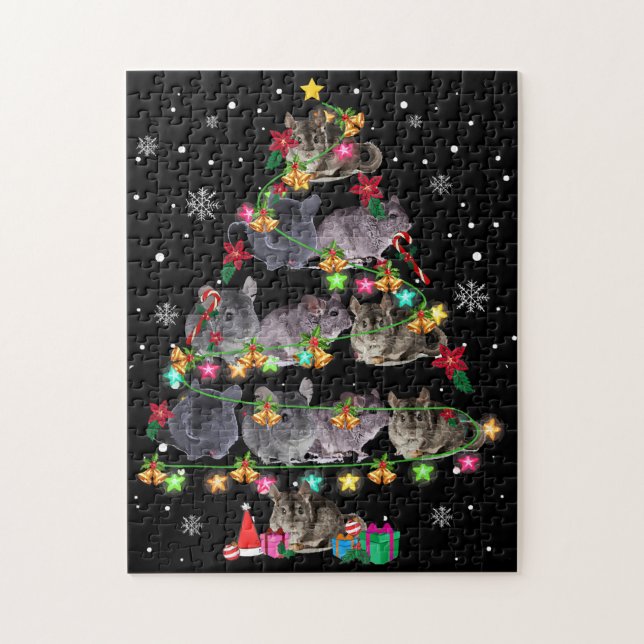 Chinchilla Christmas Tree Funny Rodents Lover Xmas (Vertikal)