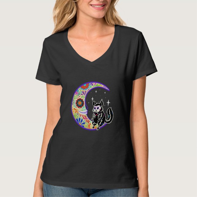Chinchilla Dia De Los Muertos Skeleton T-Shirt (Vorderseite)