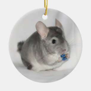 Chinchilla, die Geschenk hält Keramik Ornament