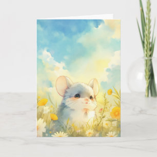 Chinchilla Freudiger Blick auf Wildblumen Karte