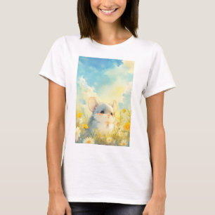 Chinchilla freudiger Blick auf Wildblumen T-Shirt