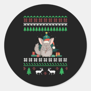 Chinchilla Funny Pet Ugge Weihnachtskurat Runder Aufkleber