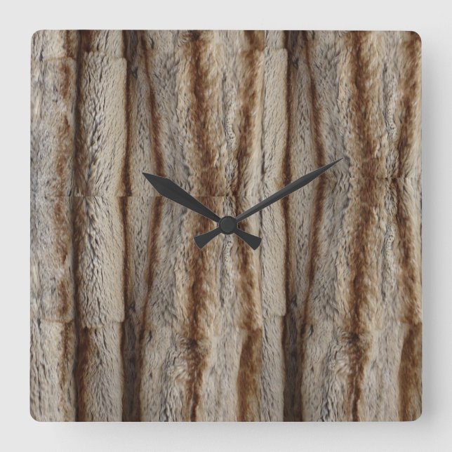 CHINCHILLA FUR QUADRATISCHE WANDUHR (Vorderseite)