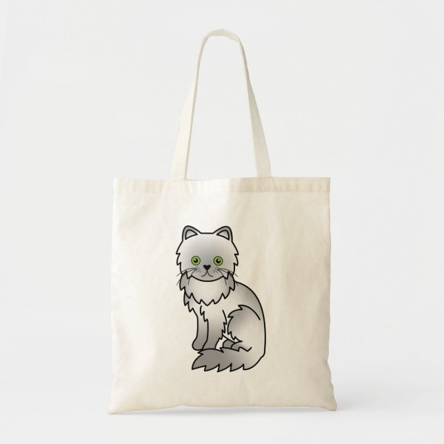 Chinchilla Gray Persischer Niedlicher Cartoon Katz Tragetasche (Vorne)