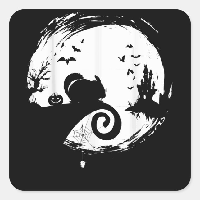 Chinchilla Halloween Costume Moon Silhouette Quadratischer Aufkleber (Vorderseite)