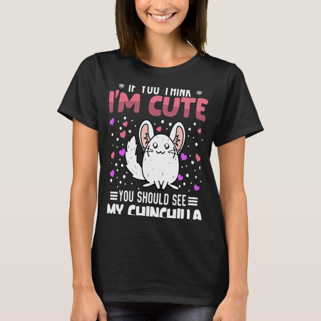 Chinchilla Heart Valentine's Day Animal For Womens T-Shirt (Vorderseite)