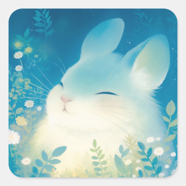 Chinchilla Serene Floral Retreat Quadratischer Aufkleber (Vorderseite)