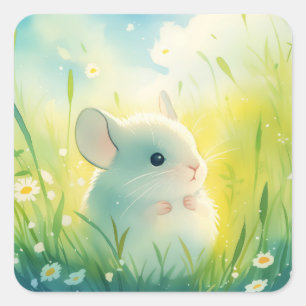Chinchilla-Tag in der Sonne Quadratischer Aufkleber
