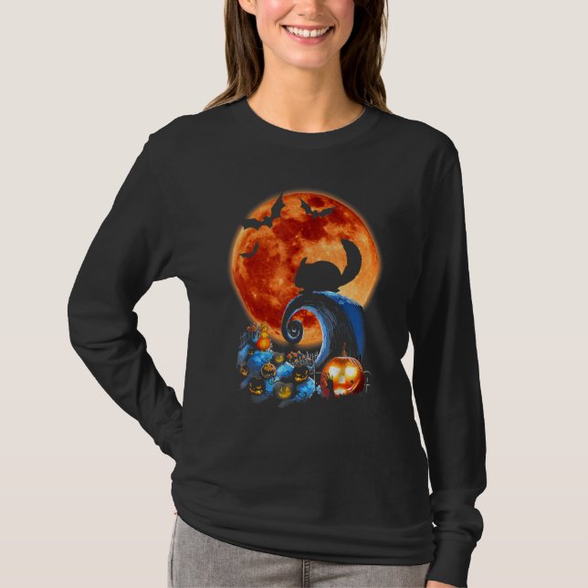 Chinchilla und Moon Halloween Silhouette T-Shirt (Vorderseite)