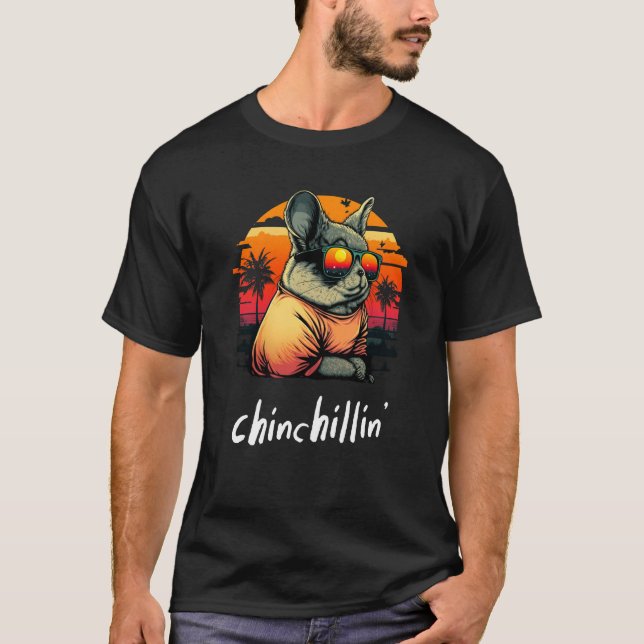 Chinchillin' Retro Groovy Chinchilla  3 T-Shirt (Vorderseite)