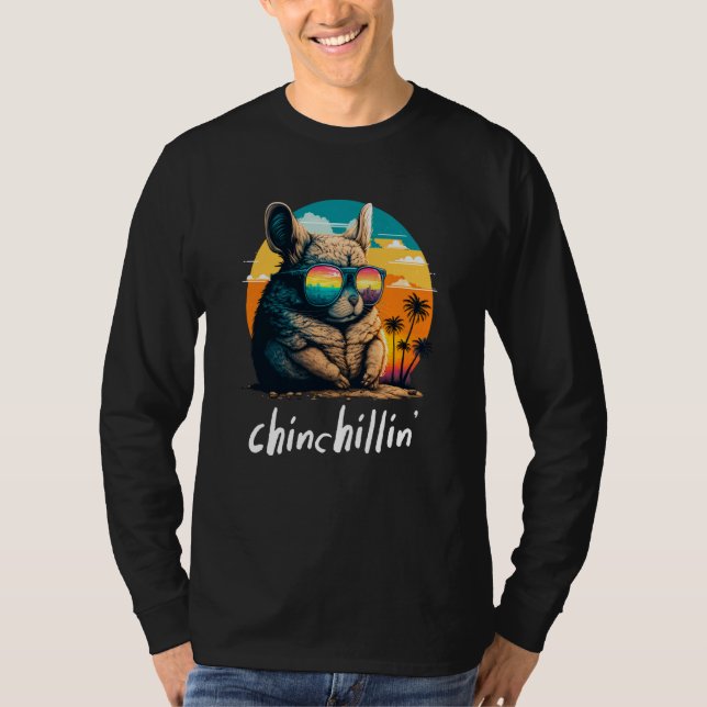 Chinchillin' Retro Groovy Chinchilla  4 T-Shirt (Vorderseite)