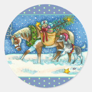 CHINCOTEAGUE CHRISTMAS PONIES, SCHLACHGELLEN & SPI RUNDER AUFKLEBER