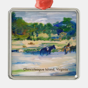 Chincoteague Insel-Pferdemalerei Ornament Aus Metall