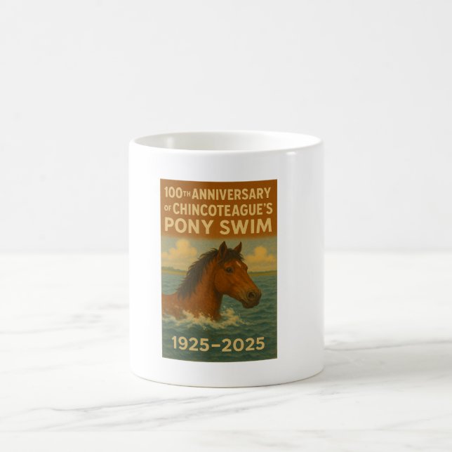 Chincoteague Island 100 Jahre Jubiläum Ponyswim Ta Kaffeetasse (Mittel)