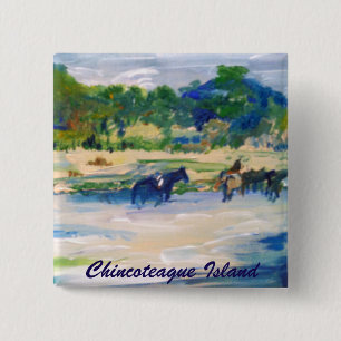 Chincoteague Island Horse Malerei Button
