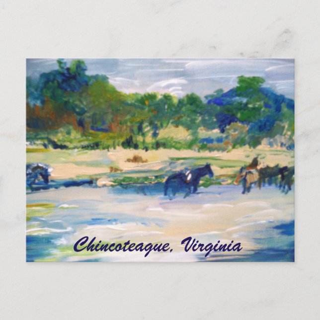 Chincoteague Island Horse Malerei Postkarte (Vorderseite)